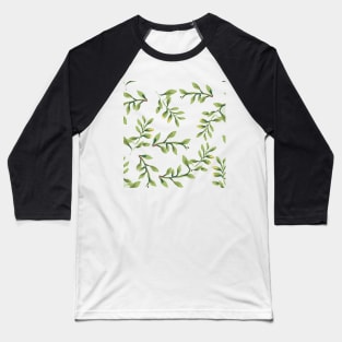 Green Leaf Print Baseball T-Shirt